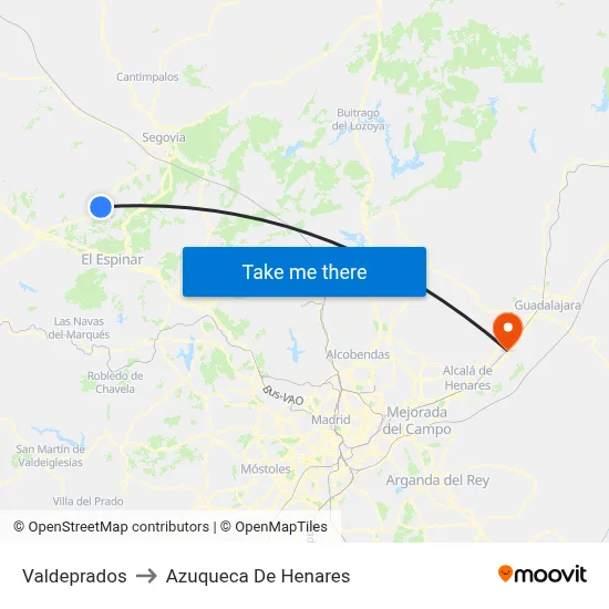 Valdeprados to Azuqueca De Henares map