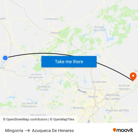 Mingorría to Azuqueca De Henares map
