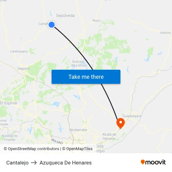 Cantalejo to Azuqueca De Henares map