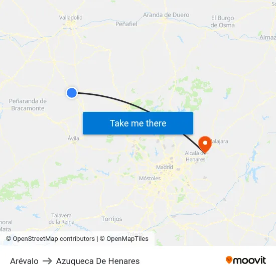 Arévalo to Azuqueca De Henares map