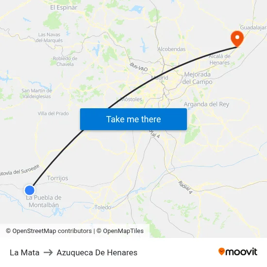 La Mata to Azuqueca De Henares map