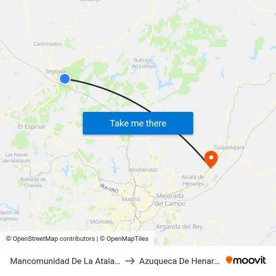 Mancomunidad De La Atalaya to Azuqueca De Henares map