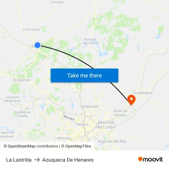 La Lastrilla to Azuqueca De Henares map