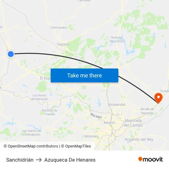 Sanchidrián to Azuqueca De Henares map