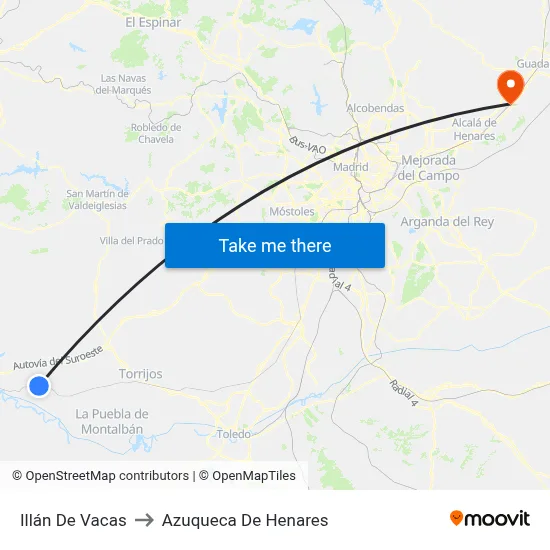 Illán De Vacas to Azuqueca De Henares map