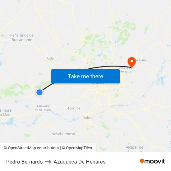 Pedro Bernardo to Azuqueca De Henares map