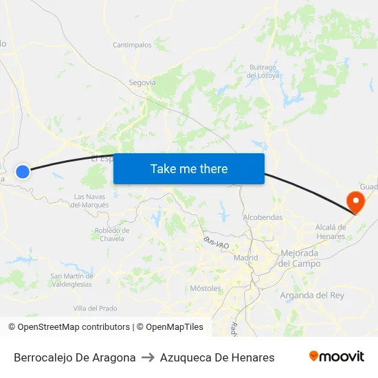 Berrocalejo De Aragona to Azuqueca De Henares map