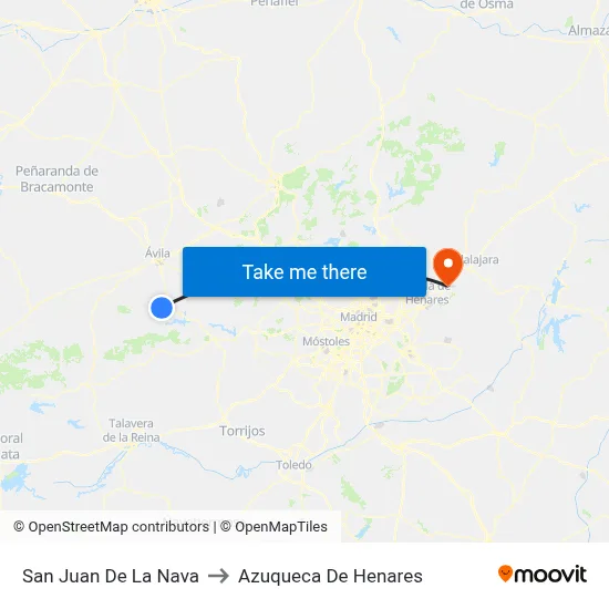San Juan De La Nava to Azuqueca De Henares map