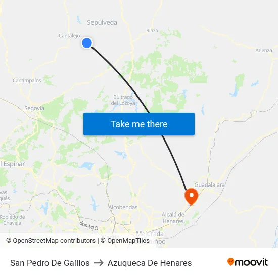 San Pedro De Gaíllos to Azuqueca De Henares map