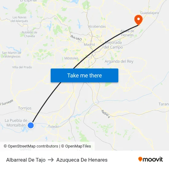 Albarreal De Tajo to Azuqueca De Henares map