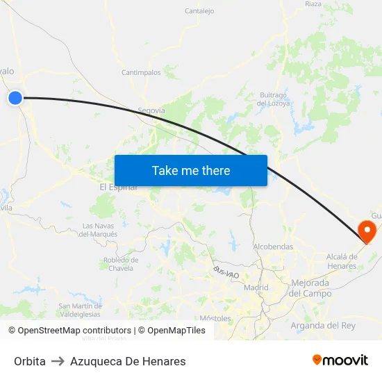 Orbita to Azuqueca De Henares map