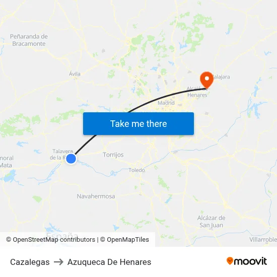 Cazalegas to Azuqueca De Henares map