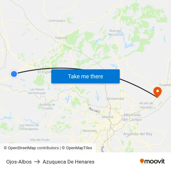 Ojos-Albos to Azuqueca De Henares map