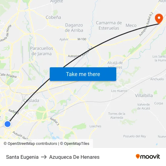 Santa Eugenia to Azuqueca De Henares map