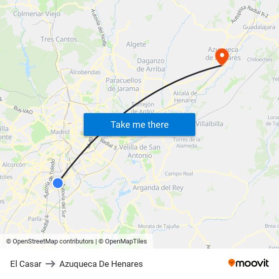 El Casar to Azuqueca De Henares map