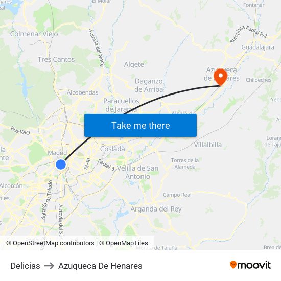 Delicias to Azuqueca De Henares map