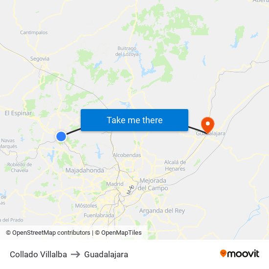 Collado Villalba to Guadalajara map
