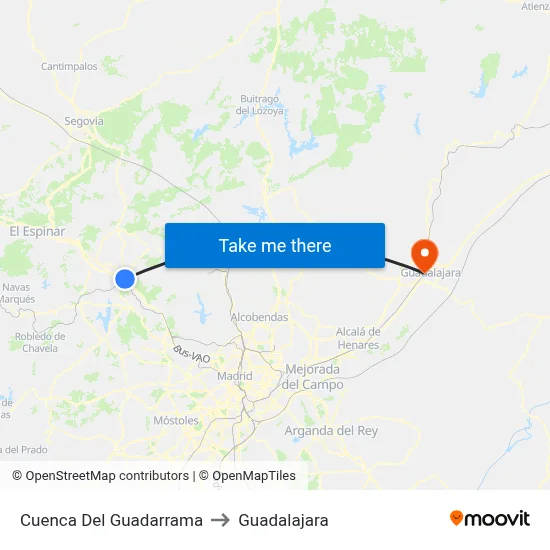 Cuenca Del Guadarrama to Guadalajara map