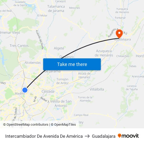 Intercambiador De Avenida De América to Guadalajara map