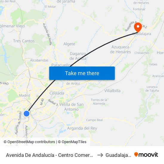 Avenida De Andalucía - Centro Comercial to Guadalajara map