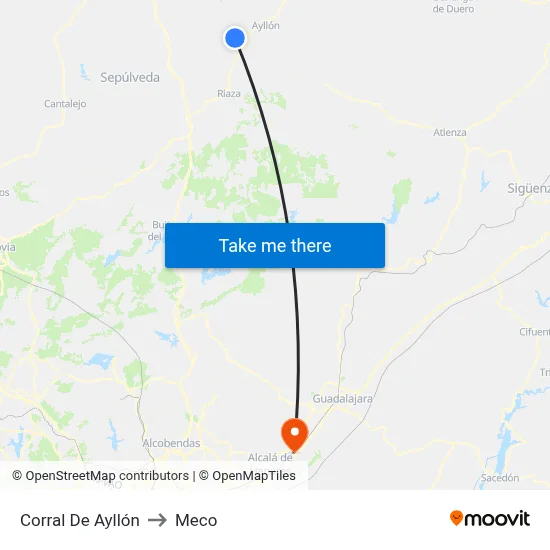 Corral De Ayllón to Meco map