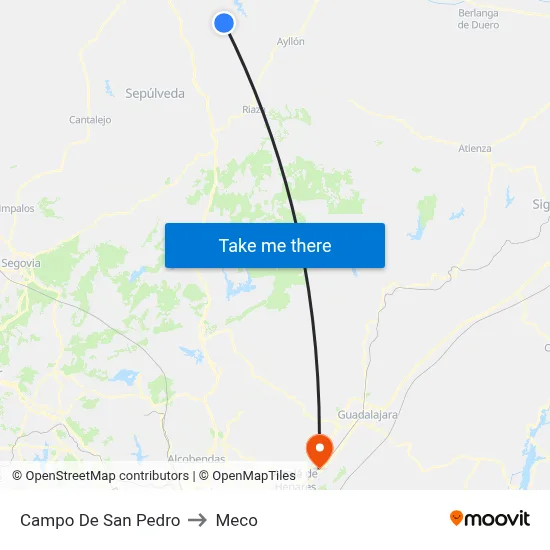 Campo De San Pedro to Meco map