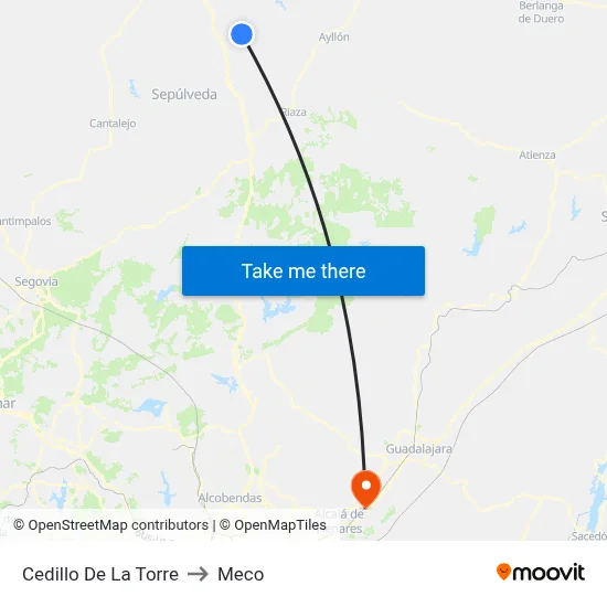 Cedillo De La Torre to Meco map