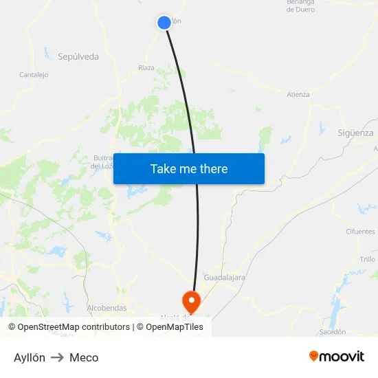 Ayllón to Meco map