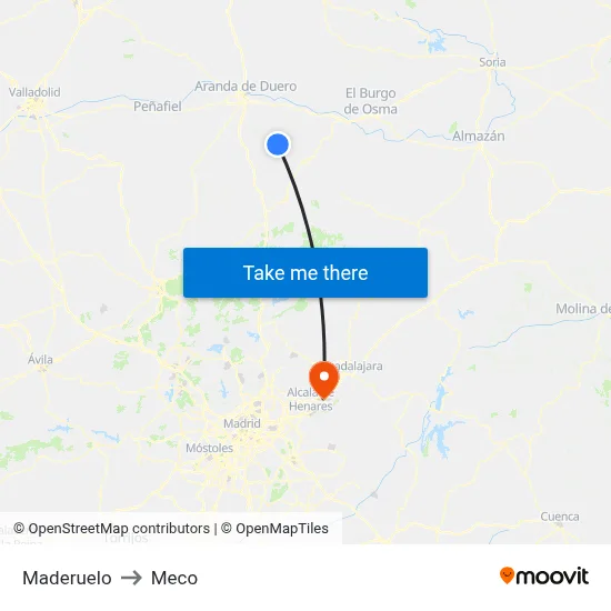 Maderuelo to Meco map