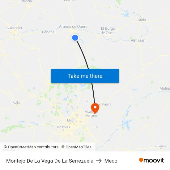 Montejo De La Vega De La Serrezuela to Meco map