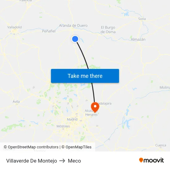 Villaverde De Montejo to Meco map