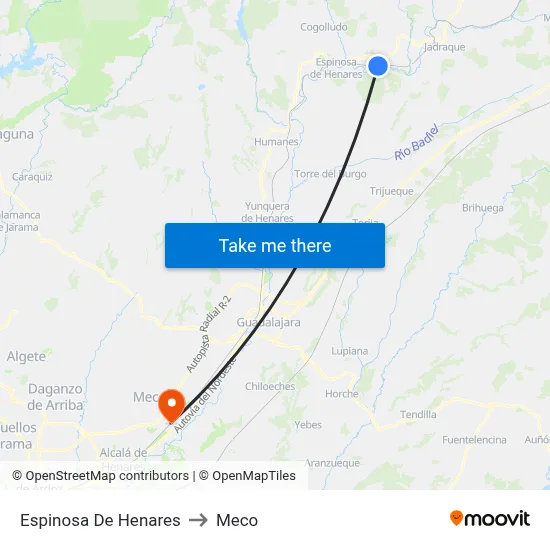 Espinosa De Henares to Meco map