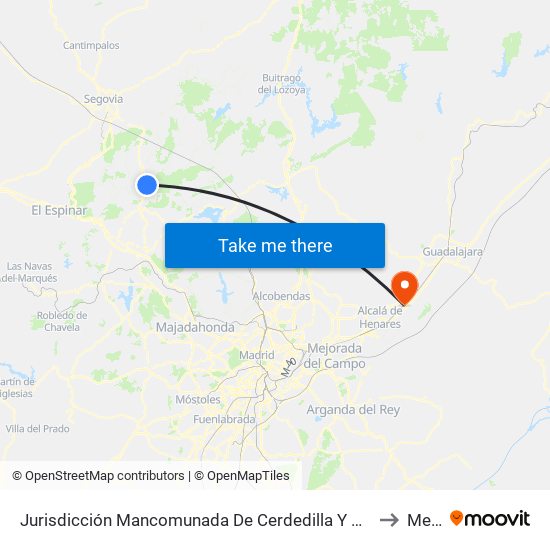 Jurisdicción Mancomunada De Cerdedilla Y Navacerrada to Meco map