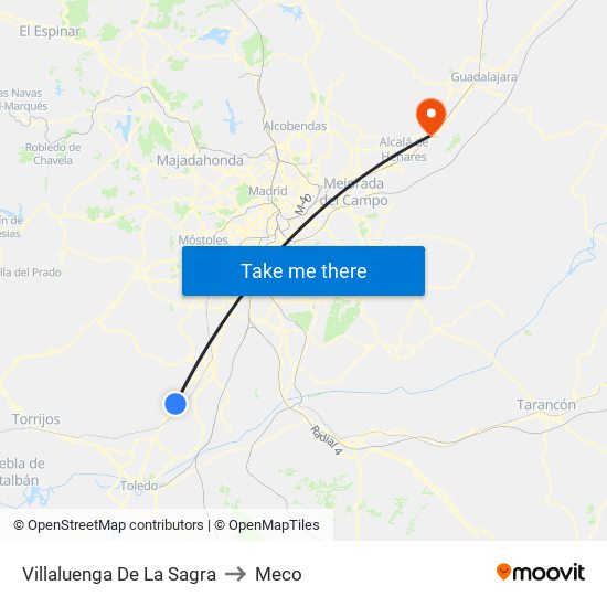 Villaluenga De La Sagra to Meco map