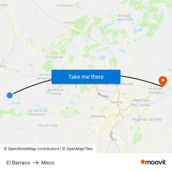 El Barraco to Meco map