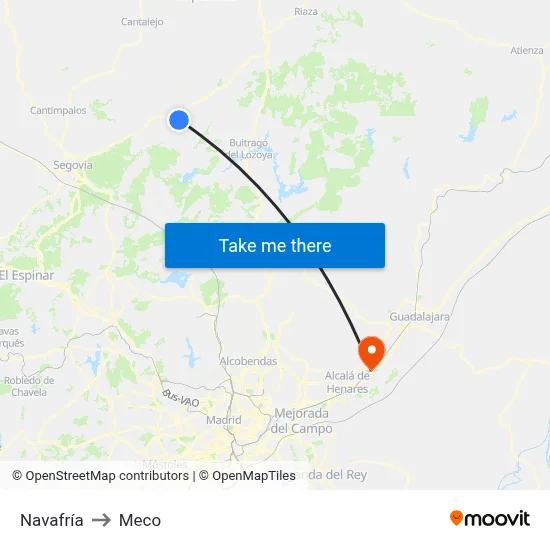 Navafría to Meco map