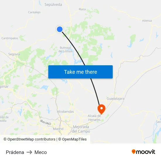 Prádena to Meco map