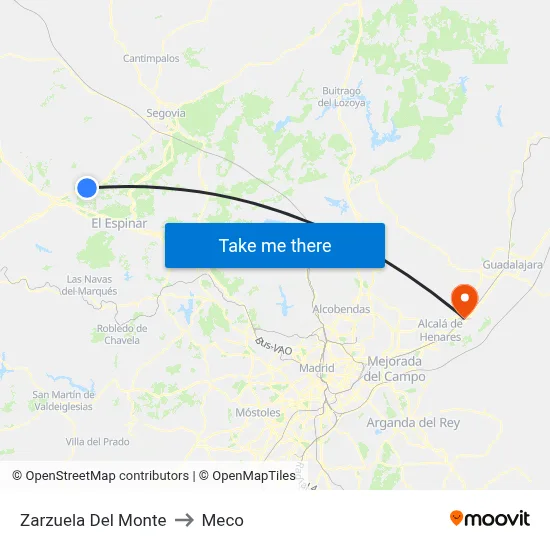 Zarzuela Del Monte to Meco map