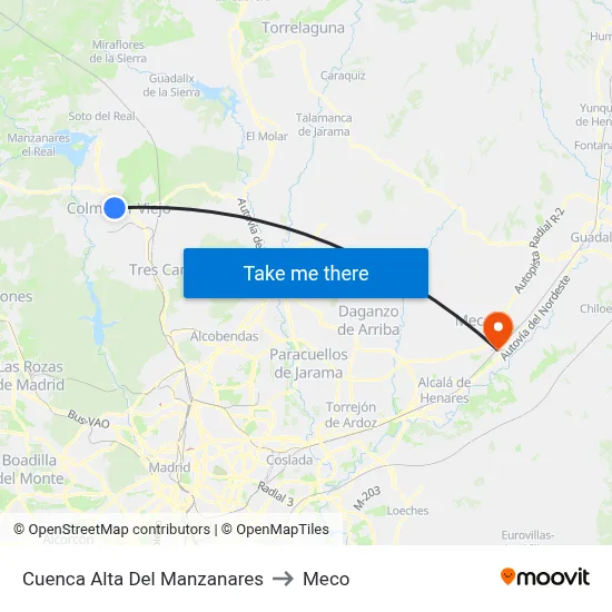 Cuenca Alta Del Manzanares to Meco map