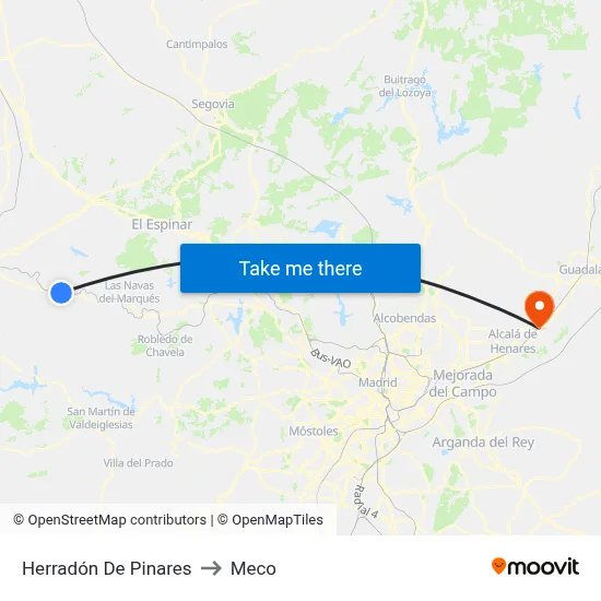 Herradón De Pinares to Meco map