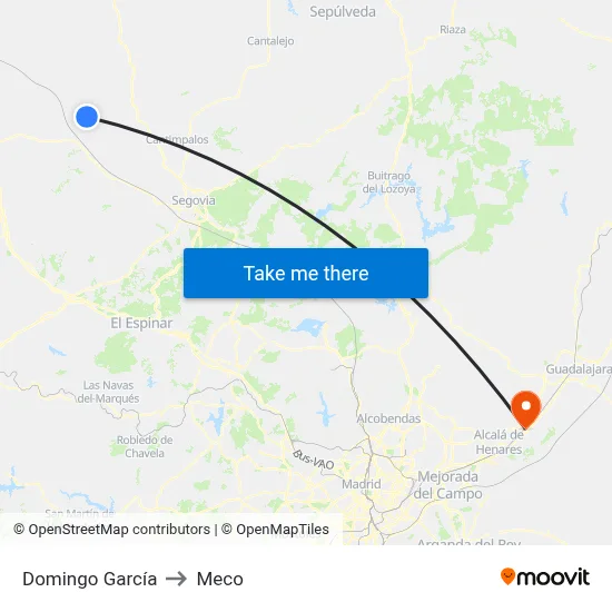 Domingo García to Meco map