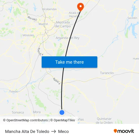 Mancha Alta De Toledo to Meco map