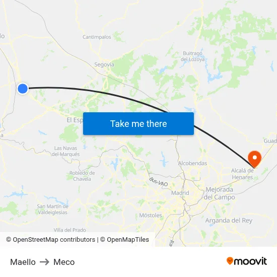 Maello to Meco map