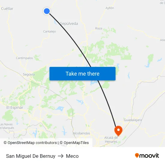 San Miguel De Bernuy to Meco map