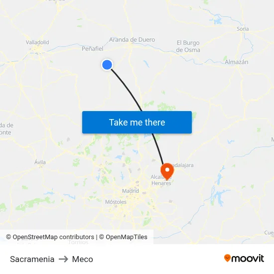 Sacramenia to Meco map