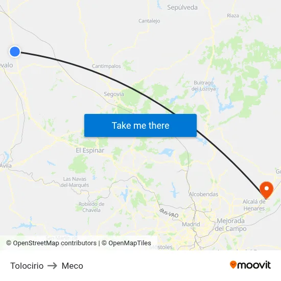 Tolocirio to Meco map