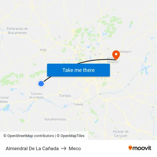 Almendral De La Cañada to Meco map