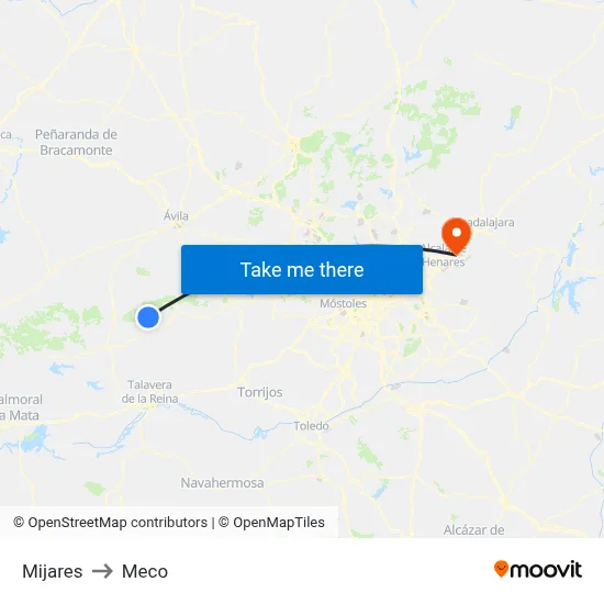 Mijares to Meco map