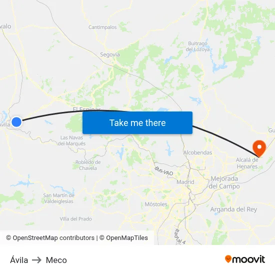 Ávila to Meco map