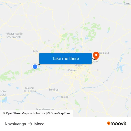 Navaluenga to Meco map
